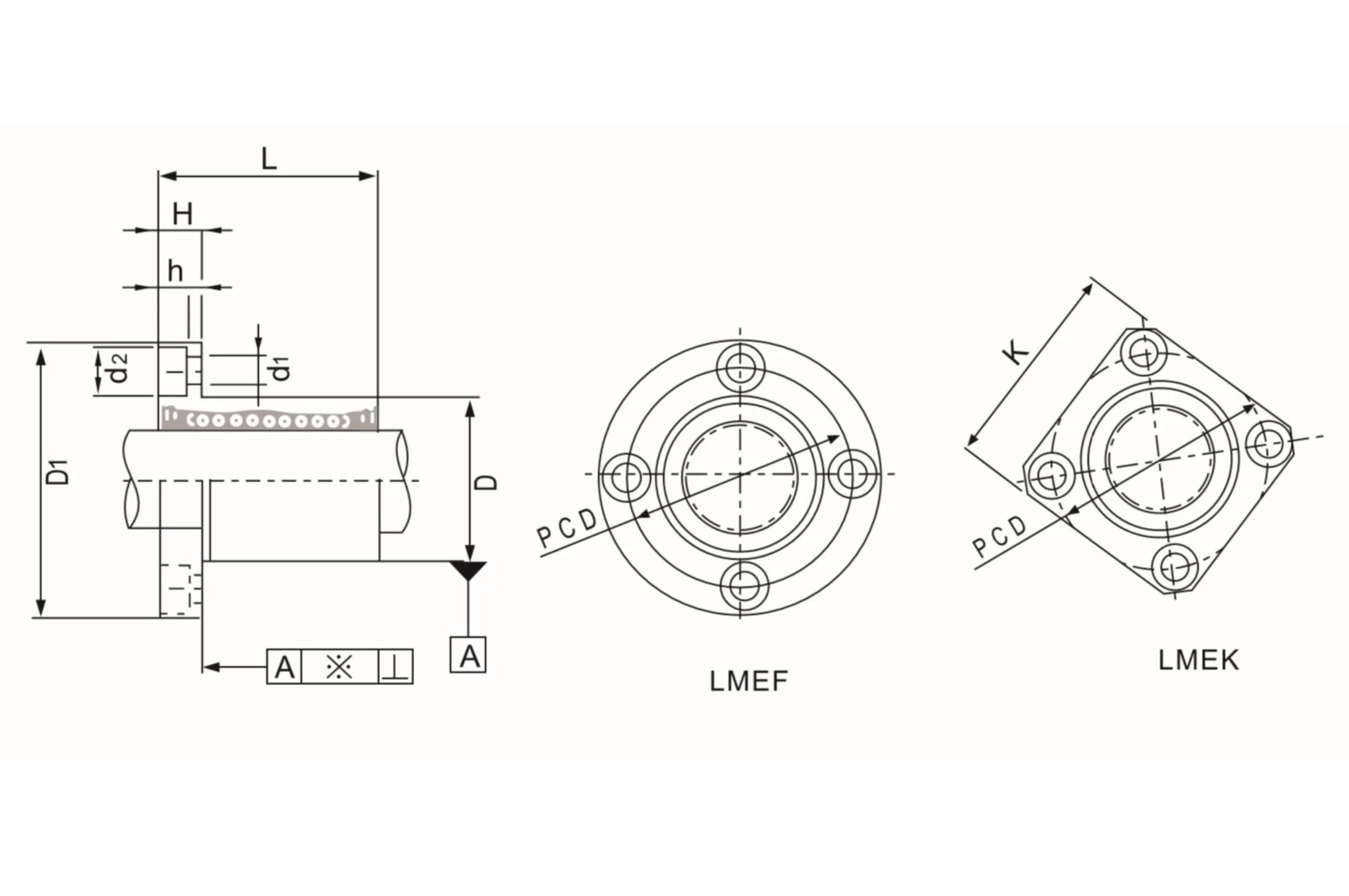 Lmef Lmek Flanged Linear Motion Ball Bearing